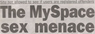 Metro My Space sex menace splash