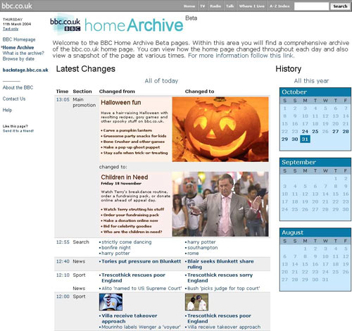 BBC home archive beta screenshot