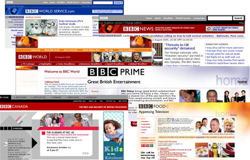Examples of the BBC brand across global properties