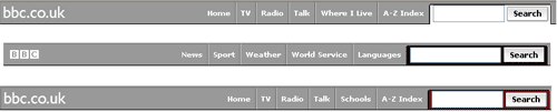 BBC toolbars, which appear on every page on bbc.co.uk