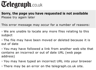 The Telegraph 404 page