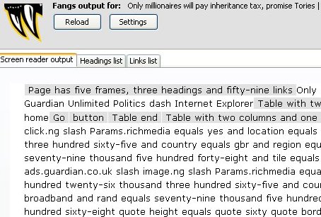 FANGS making a mess of a Guardian story page