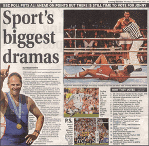 Scan of Evening Standard article about the Five Live Sporting Century