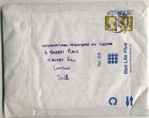 Scan of the envelope that the Royal Mail delivered back to my address