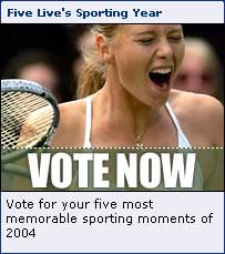 BBC Radio Five Live homepage promotional space for the Sporting Year vote