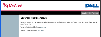 McAfee Browser Specification Requirements