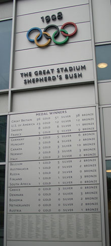 Olympic Display on the side of the BBC's Broadcast Centre building