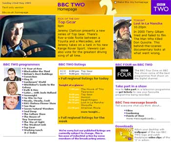 Schedule Disruption Warning on the BBC Two site