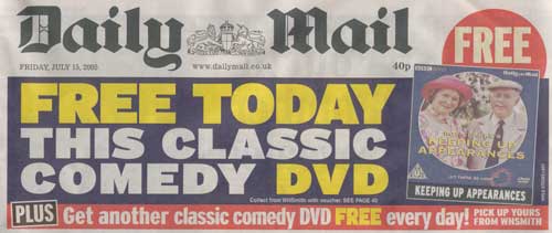2nd Daily Mail cover today, this time with an advert for a free BBC Worldwide DVD