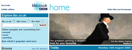 One of the nominated paintings on the BBC homepage