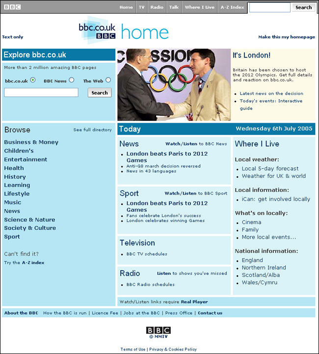 BBC lite homepage