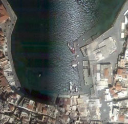 Chania harbour double vision on Google Earth