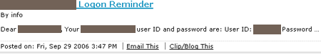 User ID and password