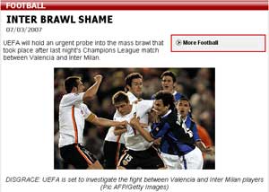 The Mirror covers the Inter brawl