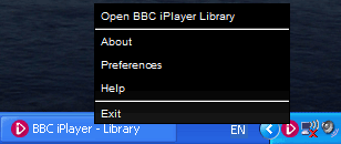 BBC iPlayer contextual menu with custom UI