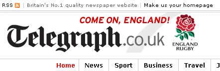 Telegraph England Rugby masthead