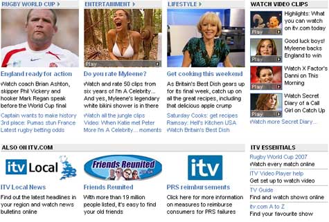 ITV website homepage