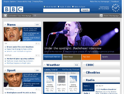 BBC homepage beta screenshot