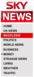 Sky News navigation with Madeleine link