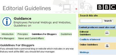 BBC blogging guidelines