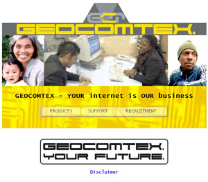Geocomtex website screenshot from 2005