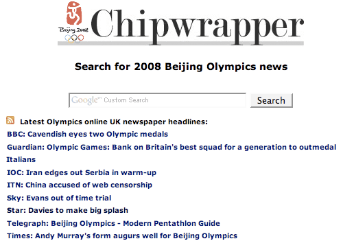 Olympic Chipwrapper homepage