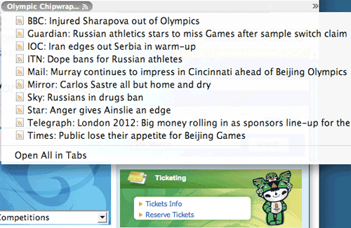 Olympic Chipwrapper Live Bookmark
