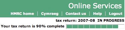 HMRC tax return progress indicator