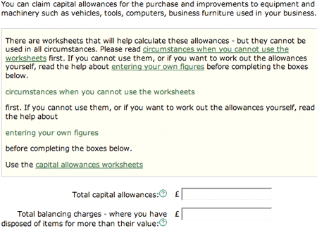 HMRC tax worksheet options