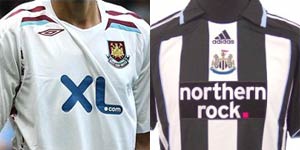 West Ham and Newcastle shirts