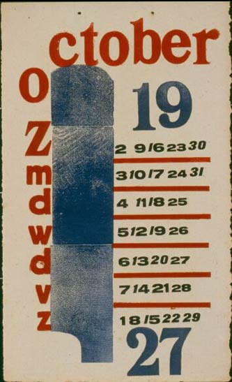H.N. Werkman calendar for October 1927