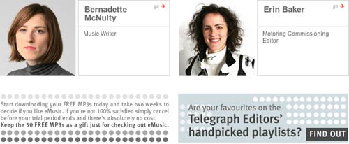 Telegraph staff eMusic profiles