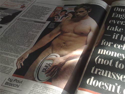 Naked Danny Cipriani in the Daily Mail