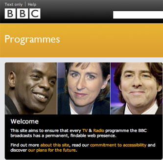 BBC Programmes homepage