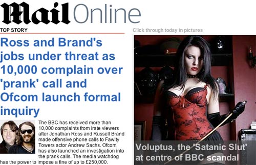 Mail Online covergae of the scandal