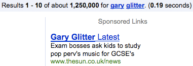 The Sun's Gary Glitter advert