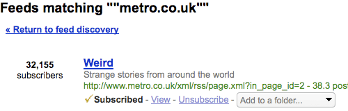 Metro Weird feed numbers