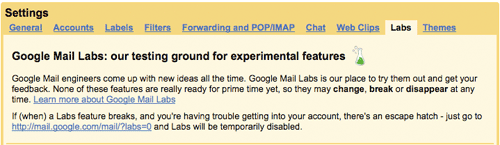 Gmail Labs tab