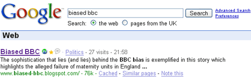 Google's Biased BBC error