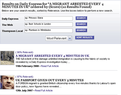 Daily Express search results