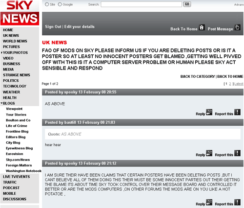 Sky News message boards