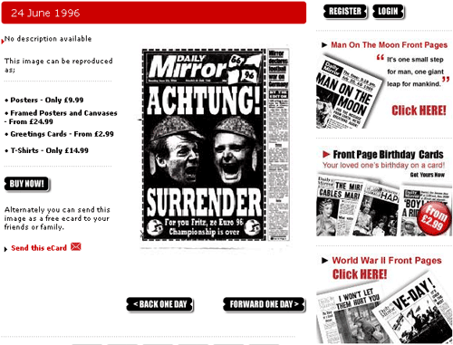 Achtung! Surrender Mirror front page for sale