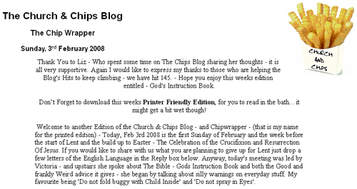 Church and Chips blog printed edition