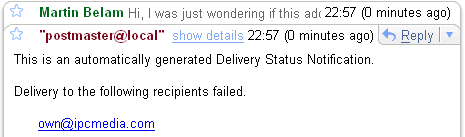 Failed email ping