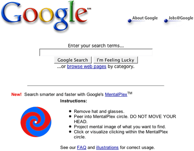 Google Mentalplex homepage