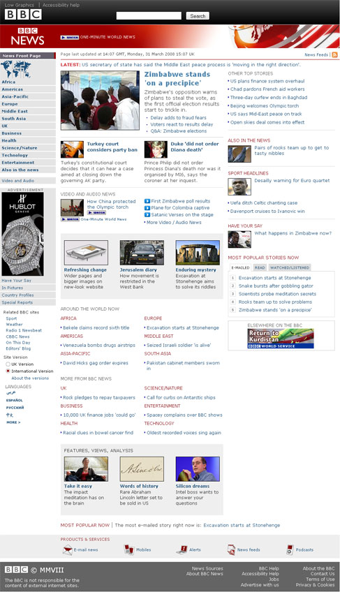 BBC News homepage re-design