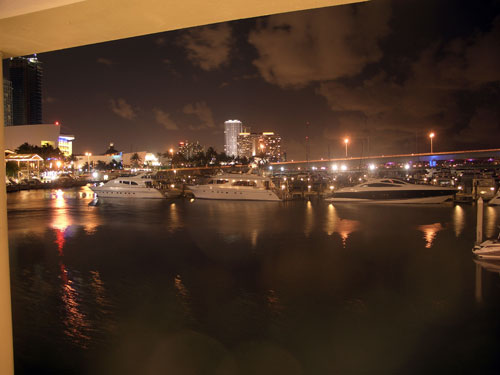 Miami Bayside at night