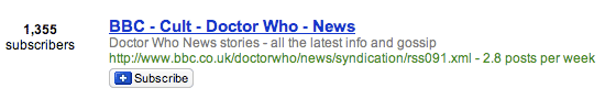 Doctor Who subscriptions in Google Reader