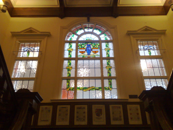 Picture of the stained glass window in Walthamstow's Central library