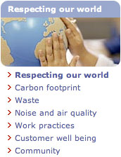 World respect section from the British Airways website